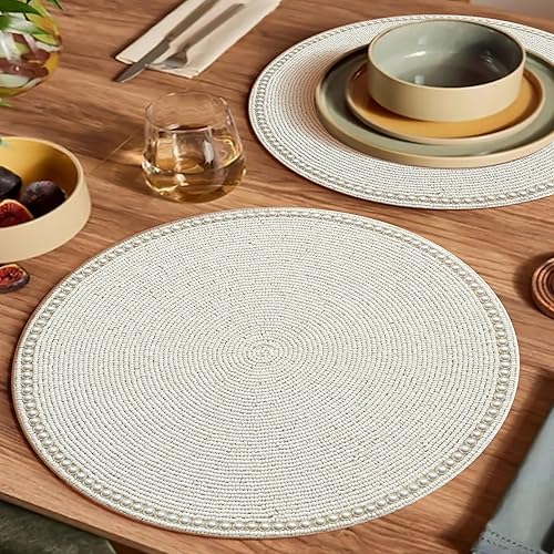 Miniatura 3 de Manteles individuales redondos de 13 pulgadas, hechos a mano, elegantes manteles individuales redondos para mesa de comedor para Acción de Gracias,