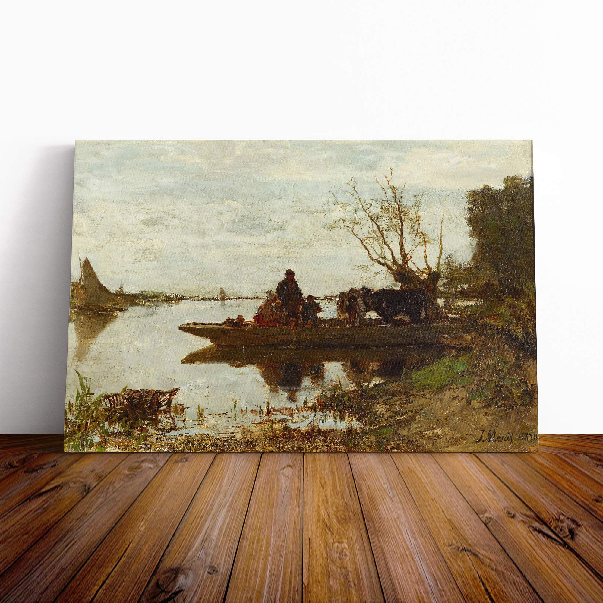 Jacob Maris Ferry Canvas Print | Gallery Wrapped 30mm Frame Wall Art | 20x14 inches | Ready to Hang | Modern Picture | Living Room Bedroom Lounge Office