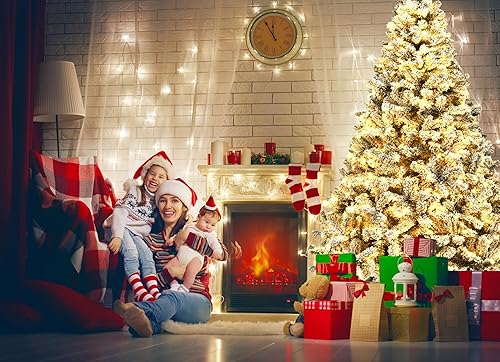 Miniatura 5 de Árbol de Navidad artificial preiluminado de 7 pies con 350 luces LED adornos rama de PVC 1178 decoración de árbol de Navidad con bisagras para el