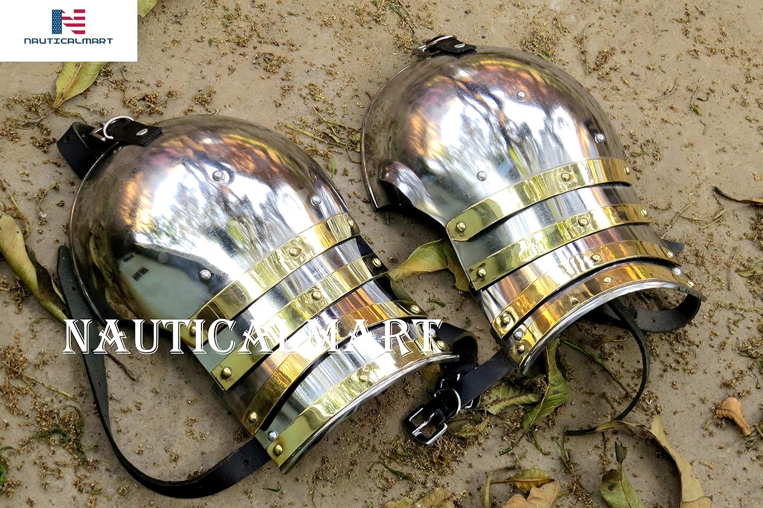 Medieval Pauldron with Leather Belt Steel Armour Arm Set XIV Century Churburg Shoulder Guard Halloween Costume