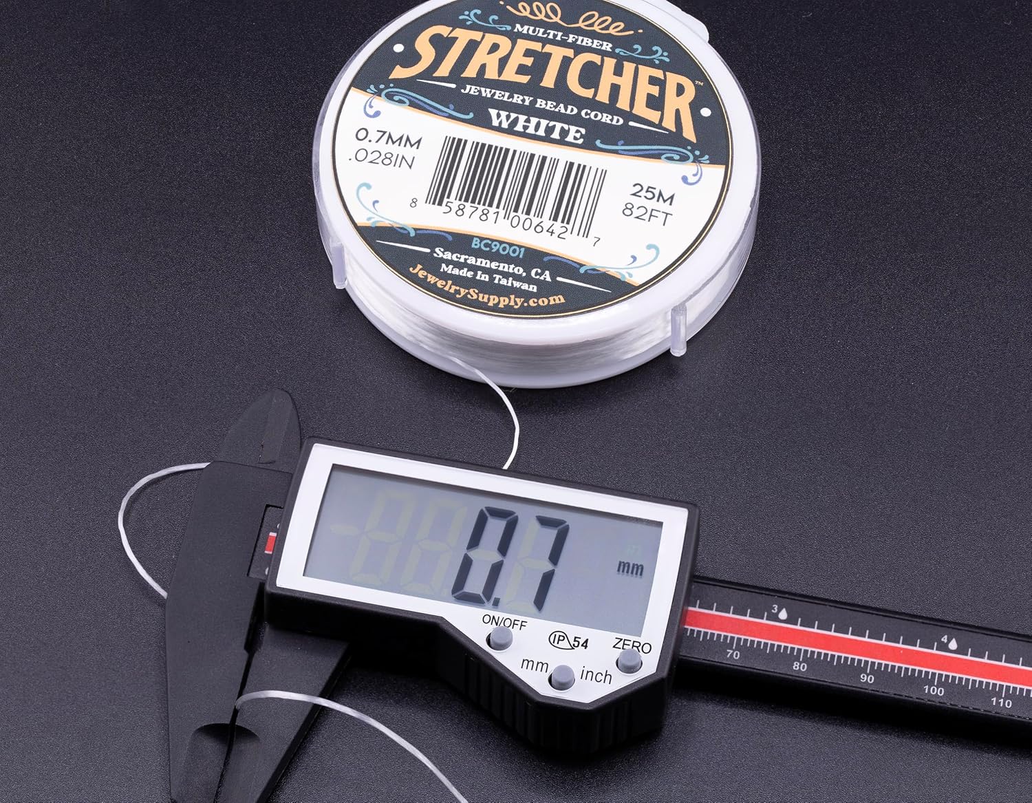 JewelrySupply Stretcher Beading Cord – Multi-Fiber Stretchy Jewelry Bead Cord – White Color, 0.7mm Diameter, 5 Meter Spool – Jewelry Making Cord for Creating Necklaces, Bracelets, and DIY Crafts