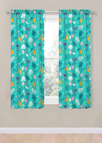 Miniatura 2 de Jay Franco Disney Lilo & Stitch Aloha Stitch - Cortinas de 63 pulgadas, hermosa decoración de habitación y fácil de instalar, ropa de cama, cortinas