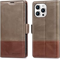 Vista 26 de KEZiHOME Funda tipo cartera compatible con iPhone 15 Pro Max, de piel auténtica [bloqueo RFID], ranura para tarjetas, soporte magnético, funda