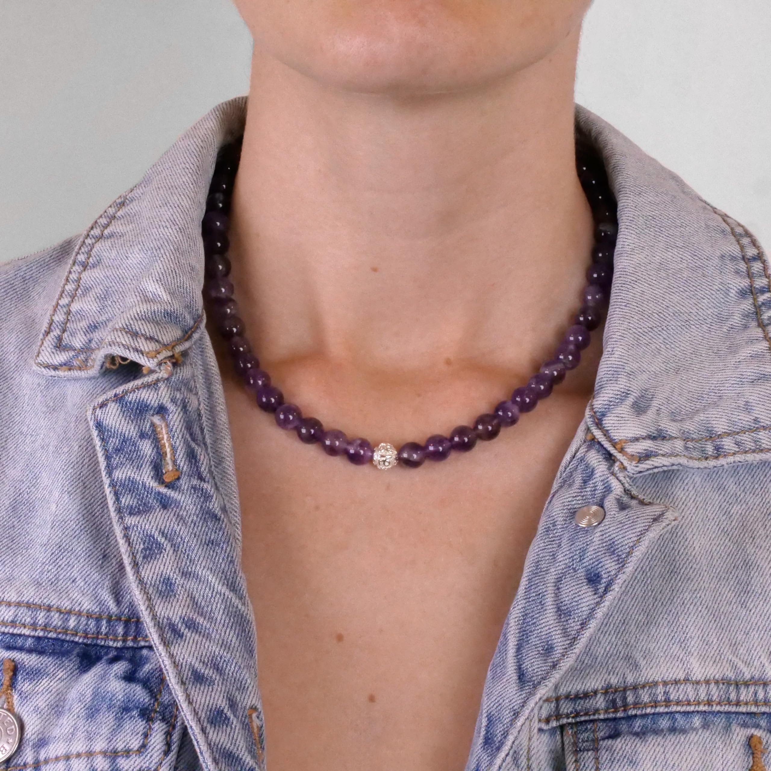 BERGERLIN Collana di perle di vera pietra naturale con perla in argento sterling 925 - Collana con chiusura e certificazione di autenticità