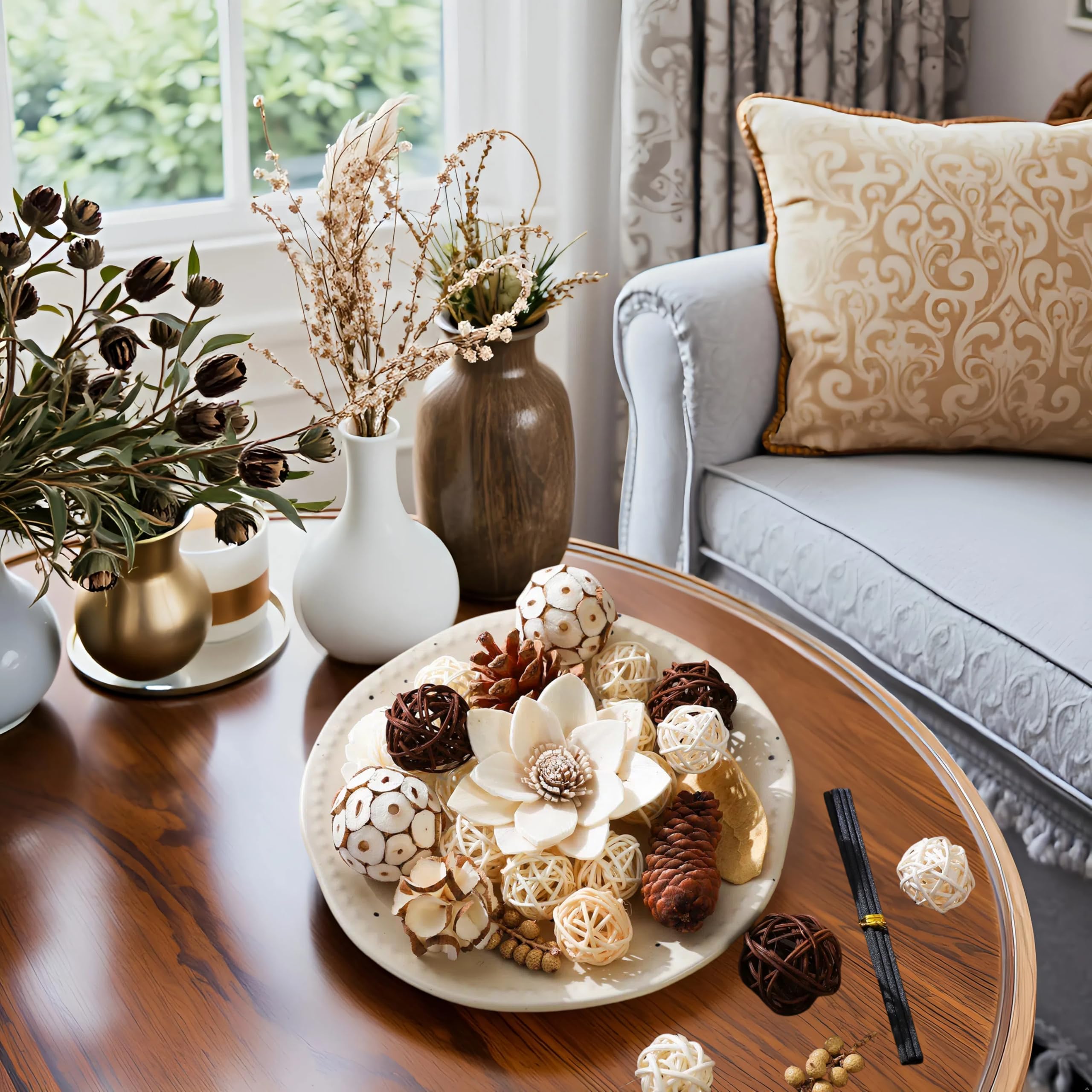 Pretysnow Vanilla Potpourri Bowl Filler | Sea Salt Scented Potpourri Home Decor | Dried Flowers Vase Filler | Coastal Home Fragrance | Fragrance for Bathroom Bedroom Living Room Office