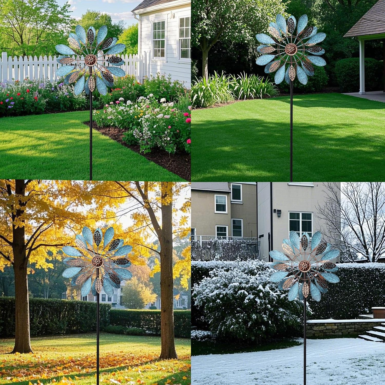WONDER GARDEN Wind Spinners Outdoor - Metal Wind Spinner Windmill, 4.3 Ft Kinetic Wind Sculpture & Spinners for Yard Patio Lawn Decor