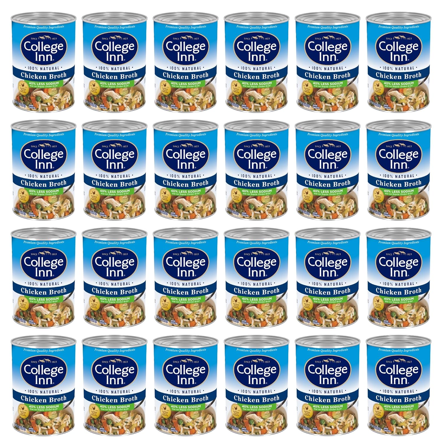 College Inn Chicken Broth Light and Fat Free 50% Less Sodium, 14.5-Ounce (Pack of 24)