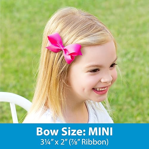 Miniatura 2 de Wee Ones - Clásico moño para el cabello de grogrén en broche WeeStay con nudo sencillo para niñas, múltiples opciones de color y tamaño para todo