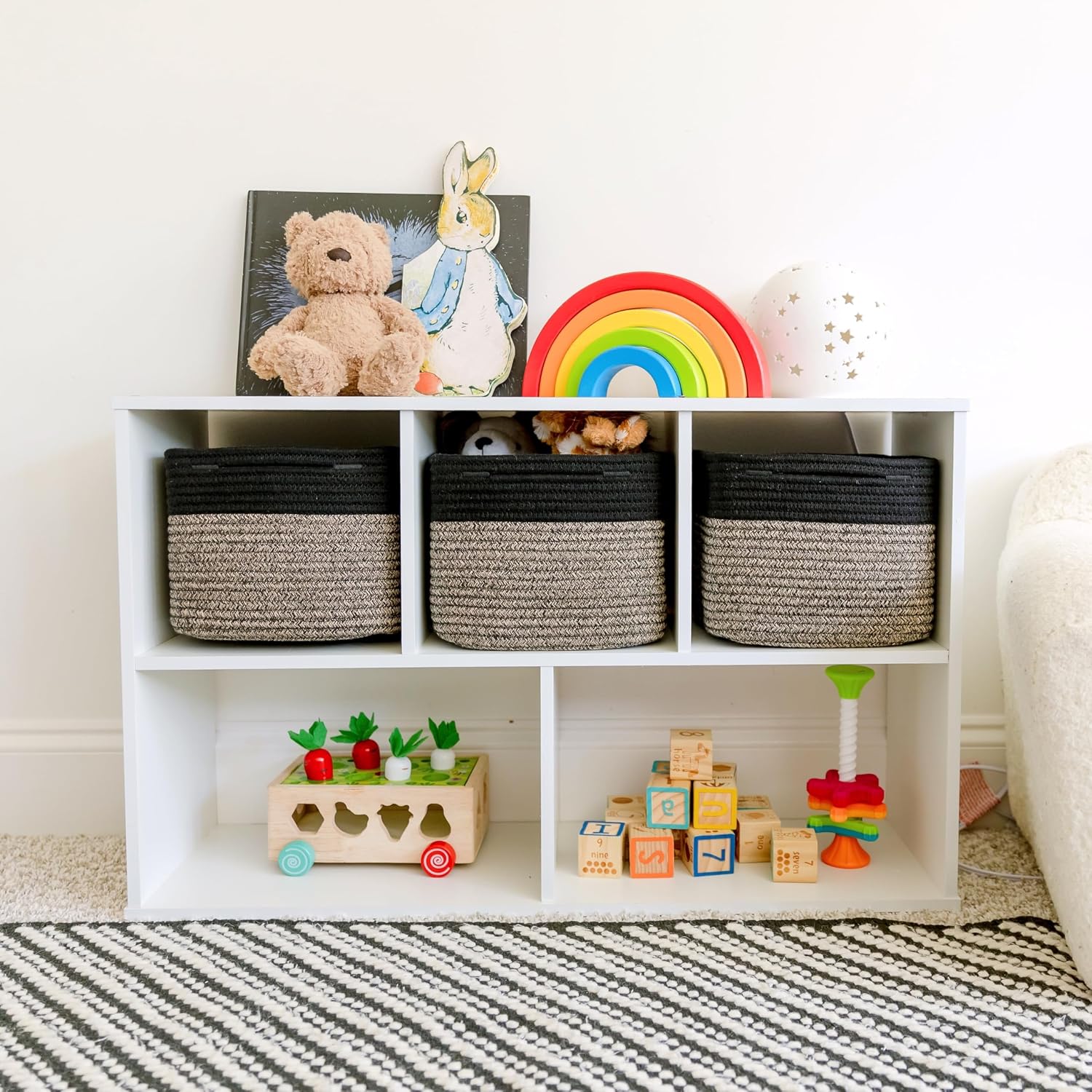 NaturalCozy Storage Cubes 9”x9”x7”Cotton Rope Woven Baskets for Organizing 3-Pack | 9 Inch Cube Storage Bin | Small Basket for Shelf Nursery, Pantry, Decorative Plant, Bathroom Closet, Toy Gift image 3