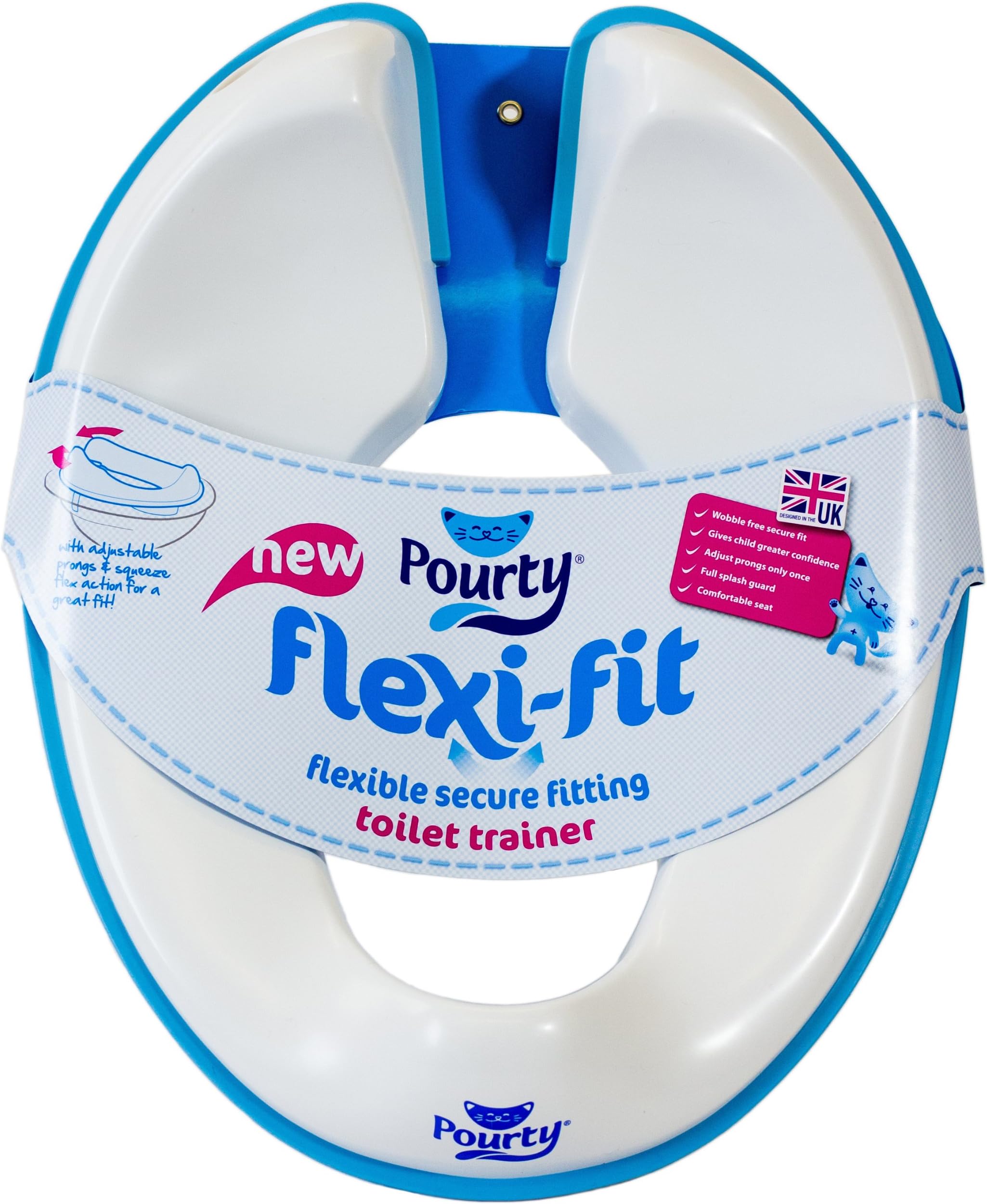 Pourty Flexi-Fit Toilet Trainer, White/Blue