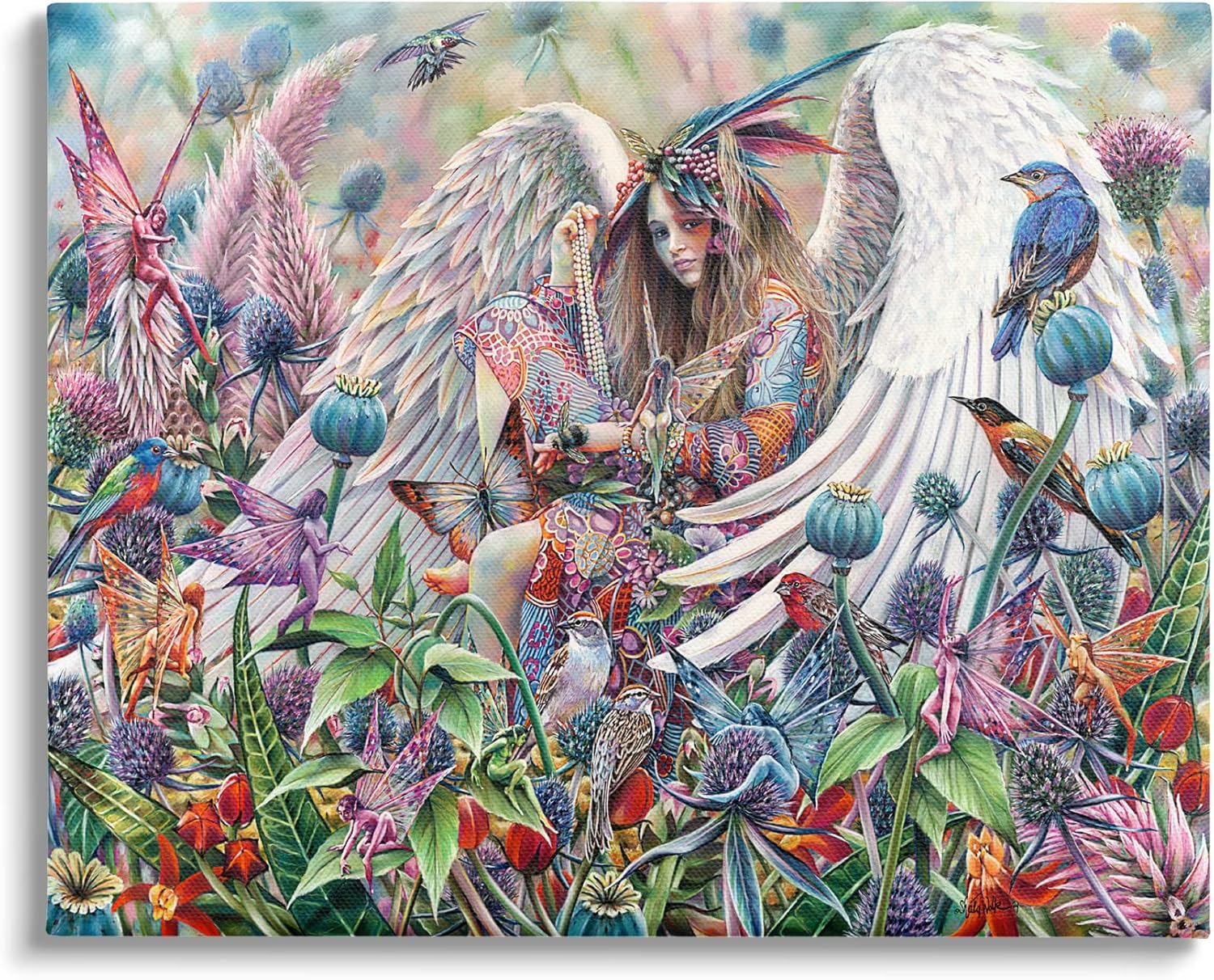 Vivid Meadow Angel Fantasy Canvas Wall Art, 30 x 24