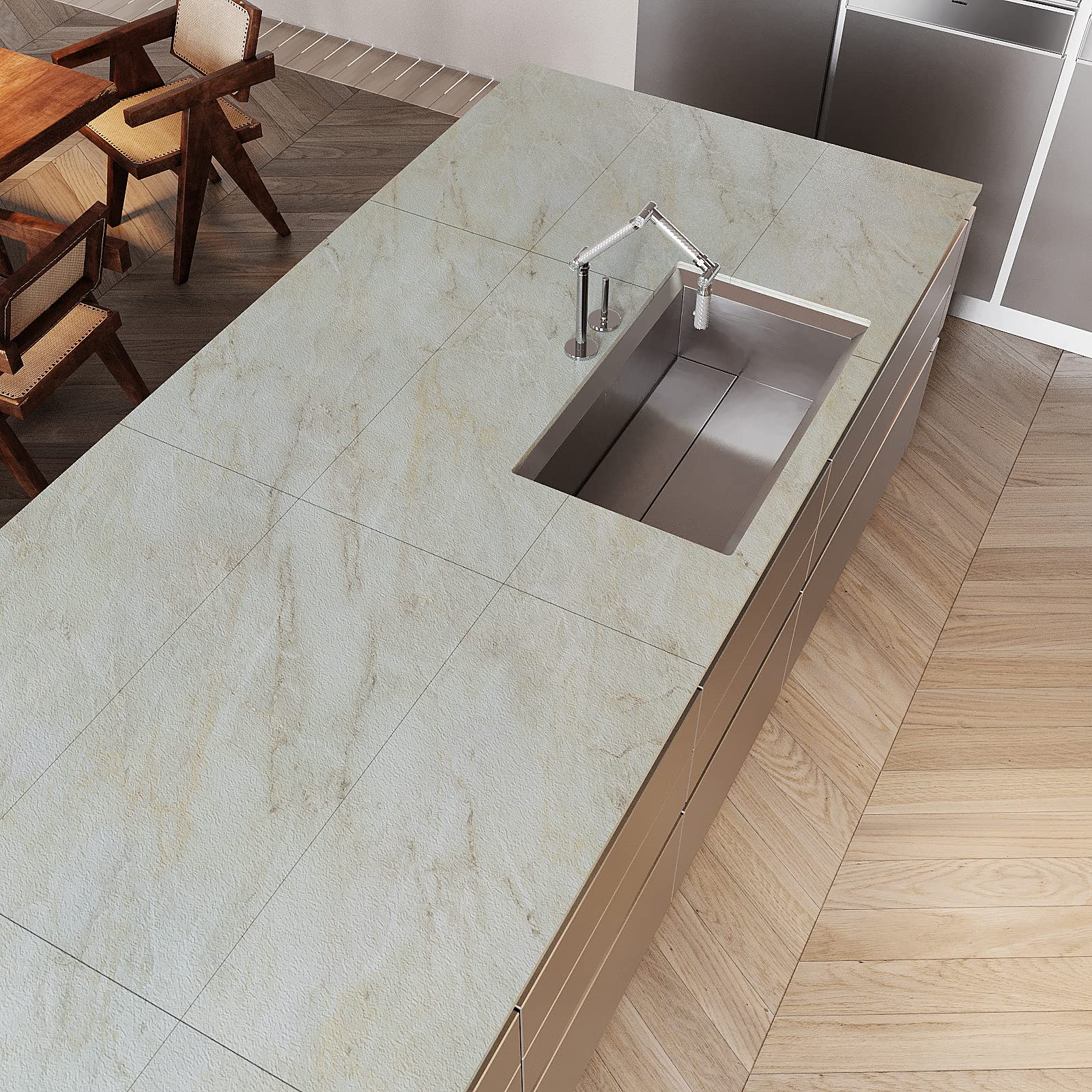 VEELIKE Baldosas Adhesivas Suelo Marmol Beige Papel Pintado Cocina Azulejos Suelo Vinilo Autoadhesivo Baño para Suelo Impermeable Papel Tapiz Suelo Salon Habitacion 1.5mm 60cm x 30cm 24 Piezas