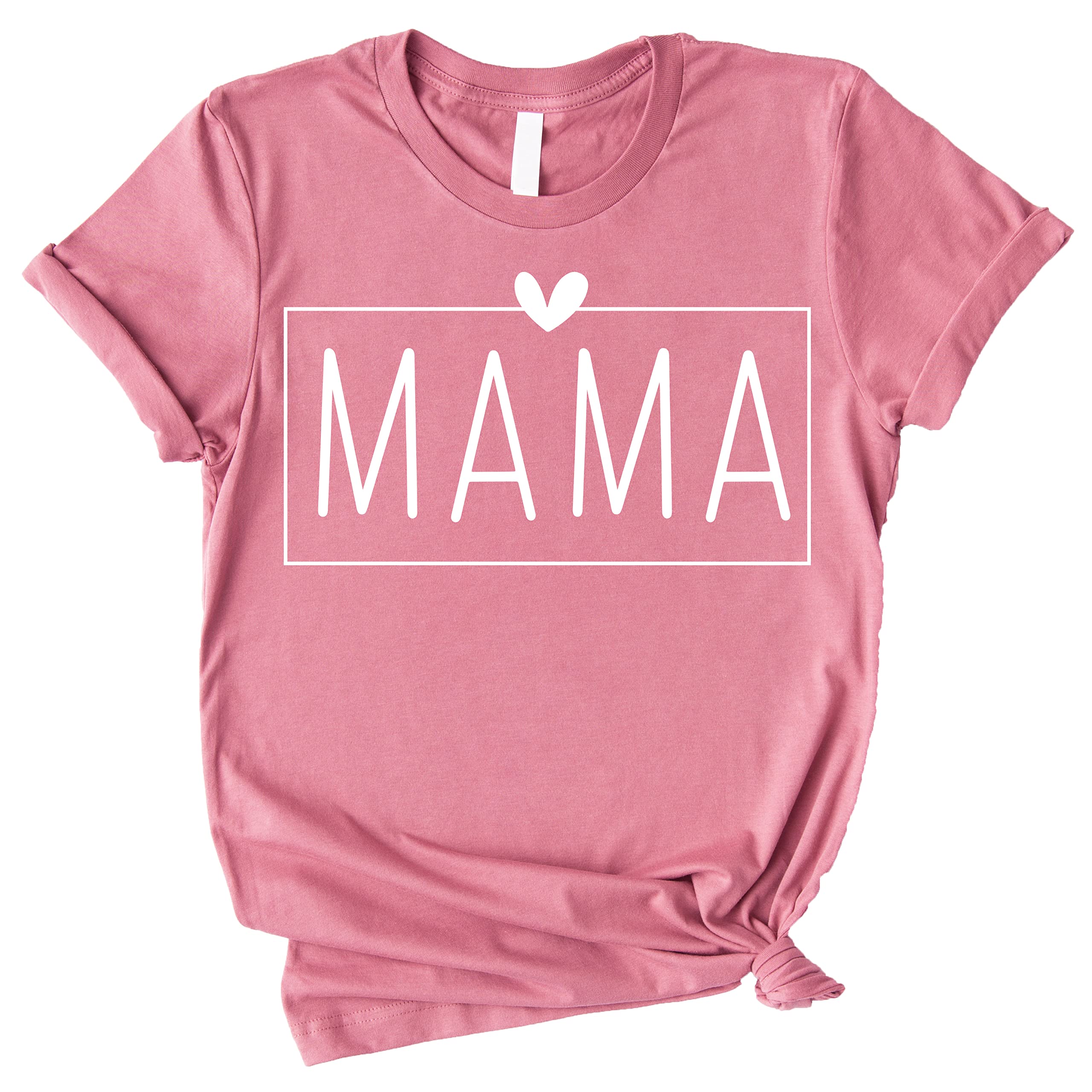 Mama and Mini Box Matching Outfits White on Mauve Shirt Adult Small