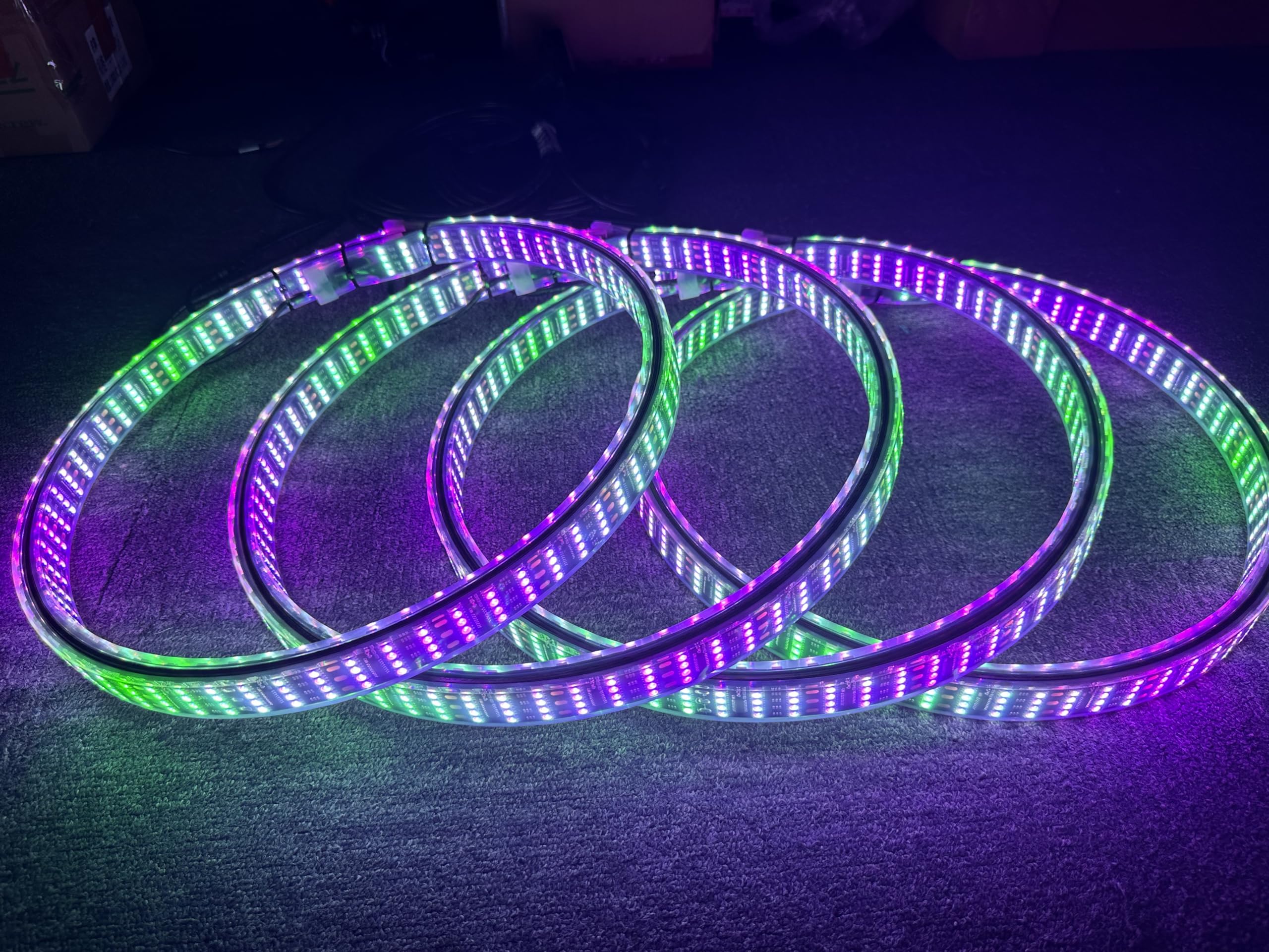 8 Rolls -17.5'' Quad Row + Double Side RGB Dream Color Chase Million Colors Shift Rim Lights LED Wheel Ring Light w/Turn Signals,Brake Tire Light Bluetooth/Remote Ctrl for Car Truck (17.5'')