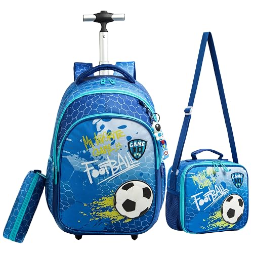 Mochila rodinha infantil, kit mochila escolar de costas e lancheira e Estojo Lápis (futebol01)