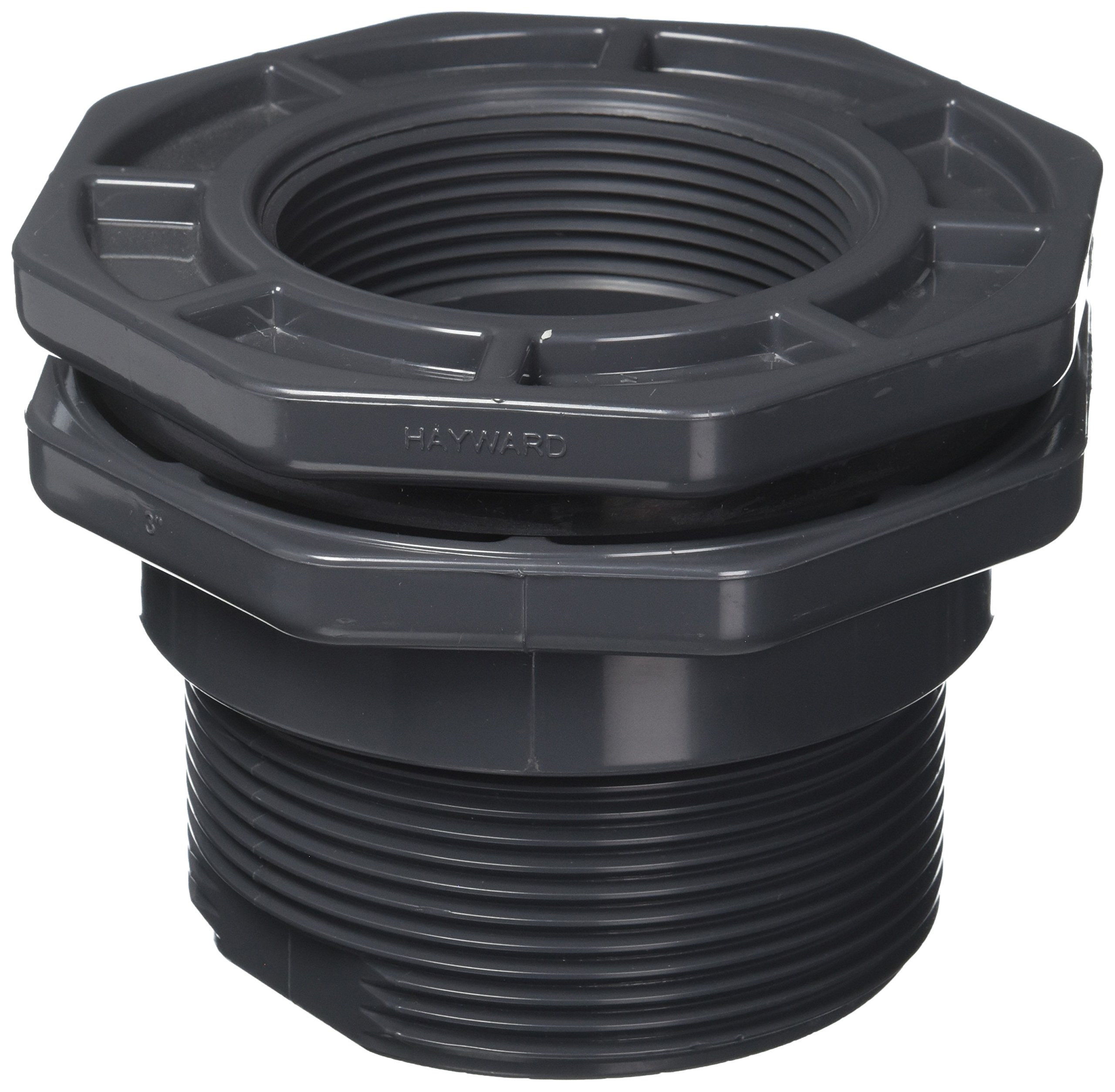 Hayward BFA1030TES 3-Inch Gray PVC Thread by Thread BFA Series Bulkhead Fitting with EPDM Standard Flange Gasket
