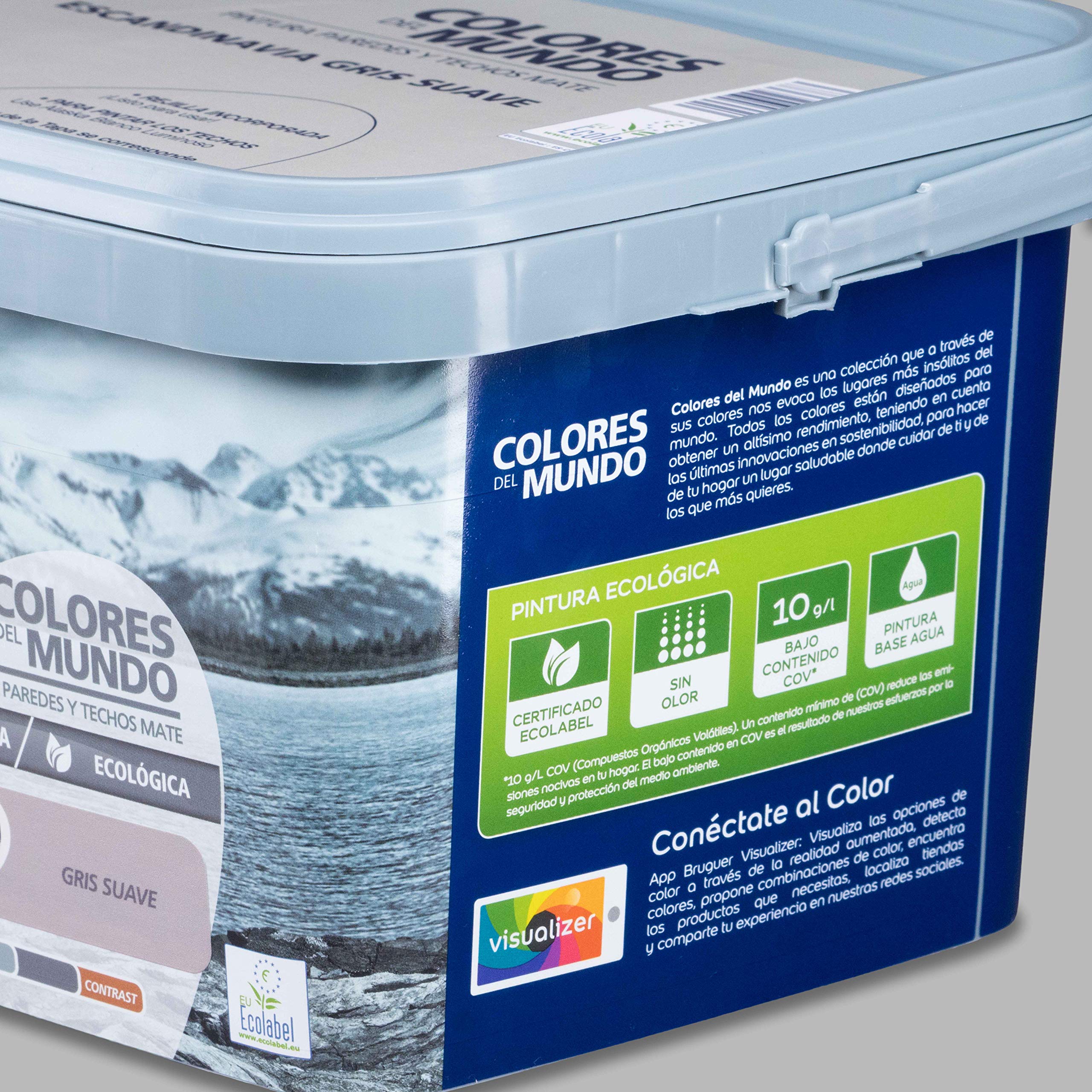 Bruguer Colores del Mundo Pintura para paredes monocapa Escandinavia Gris Suave 4 L