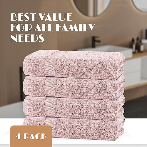 Miniatura 199 de Wealuxe - Toallas de baño blancas de 27 x 54 pulgadas, juego de toallas de algodón para baño, hotel, gimnasio, spa, suaves, extraabsorbentes