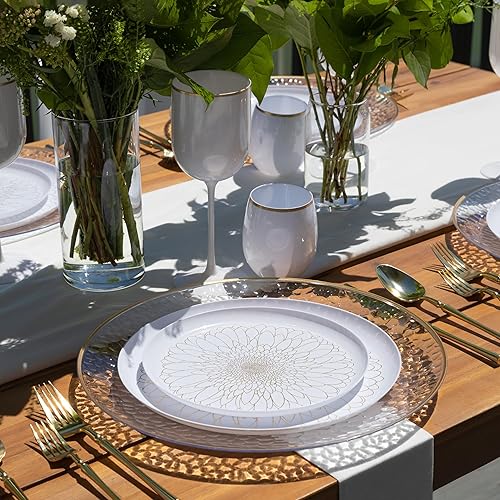 Miniatura 9 de PLASTICPRO El juego de platos combinados de 20 piezas incluye platos de 10-8.6 pulgadas y platos de 10 a 10.6 pulgadas, plástico blanco con platos