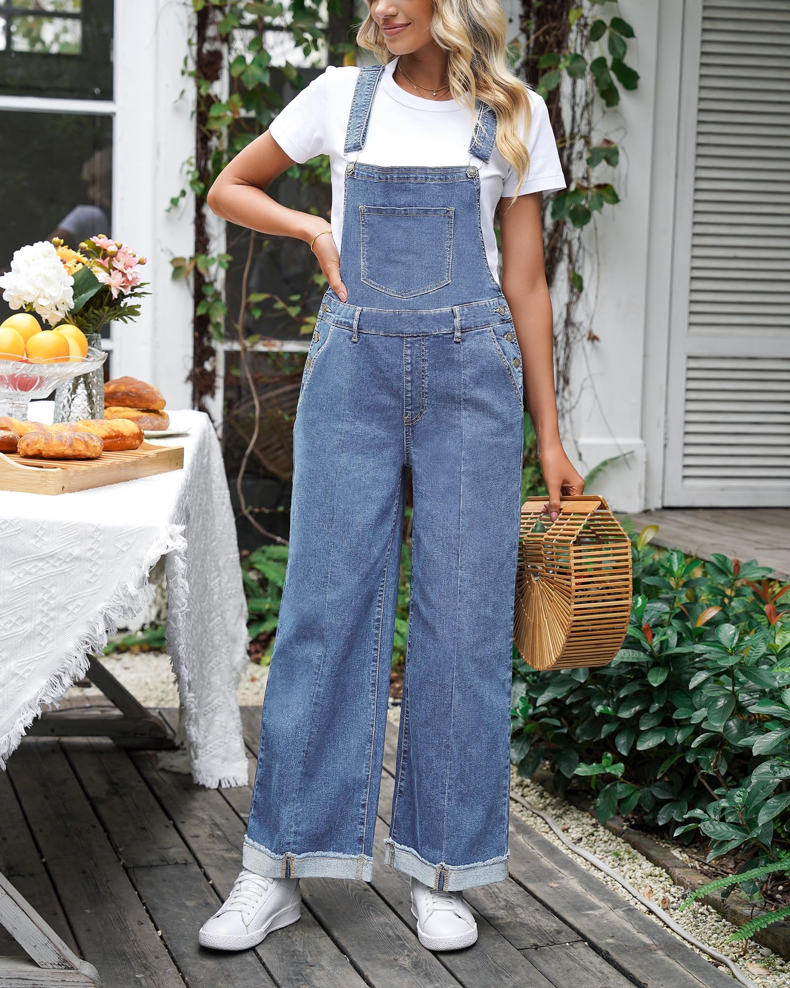 Roskiky Y2K Y2K Combinaison pour femme en denim, coupe ample, jambes larges, extensible, baggy, confortable, élégante