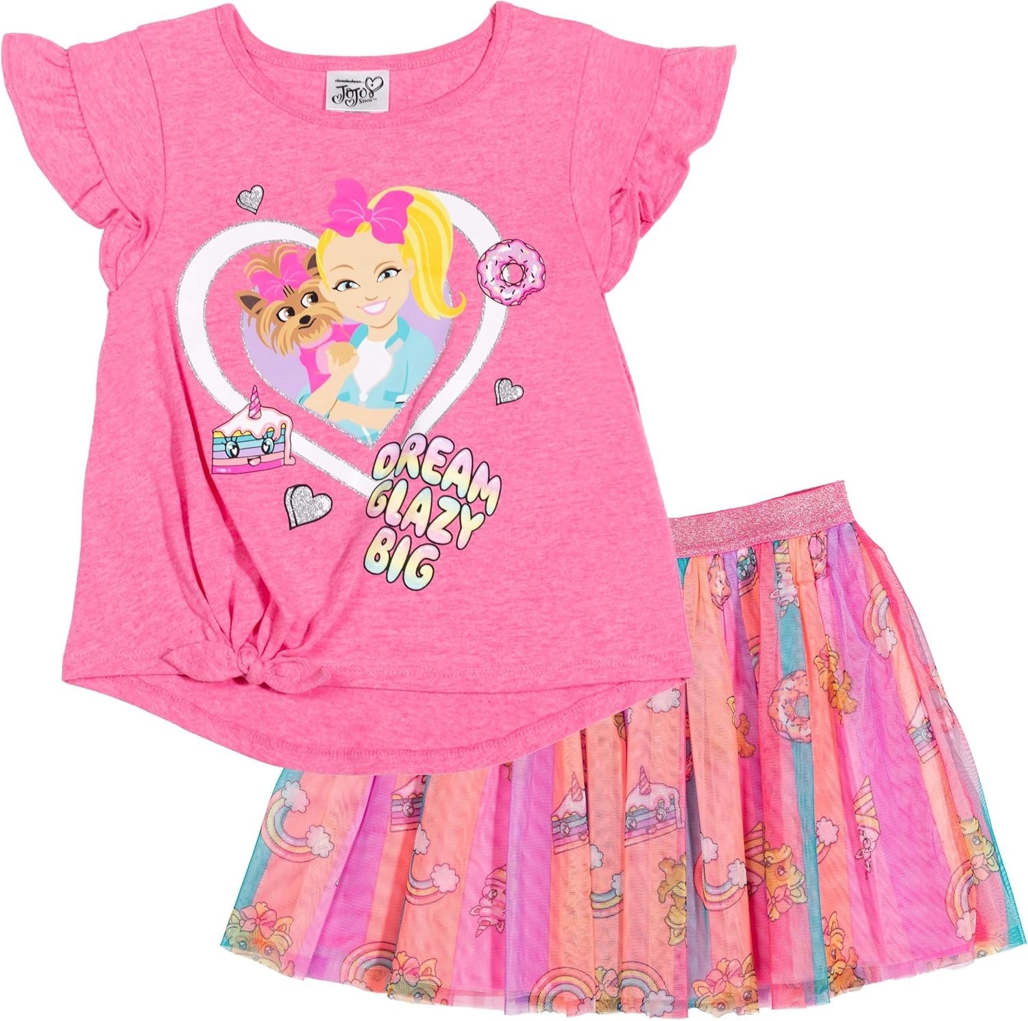 JoJo Siwa 5 Piece Mix n' Match T-Shirts Bomber Jacket Skirt & Leggings Set: Clothing, Shoes & Jewelry