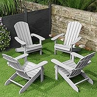 Vista 37 de YEFU Silla Adirondack Resistente a la Intemperie: Sillas Adirondack de Plástico - Sillas de Patio con Portavasos y Textura de Madera - Silla