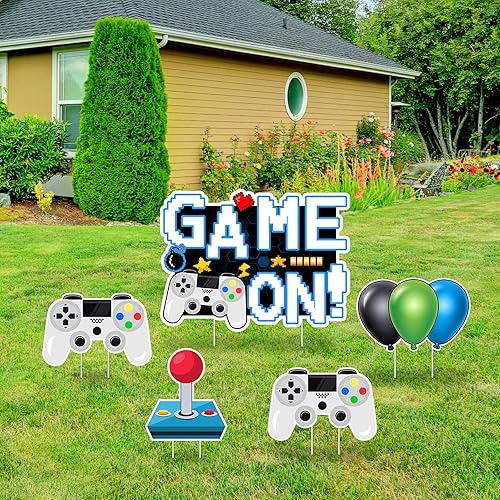 Miniatura 3 de Letreros de juego en video juego con estacas - Incluye palo de control remoto de juego y letreros de globo - Señales y estacas resistentes a la