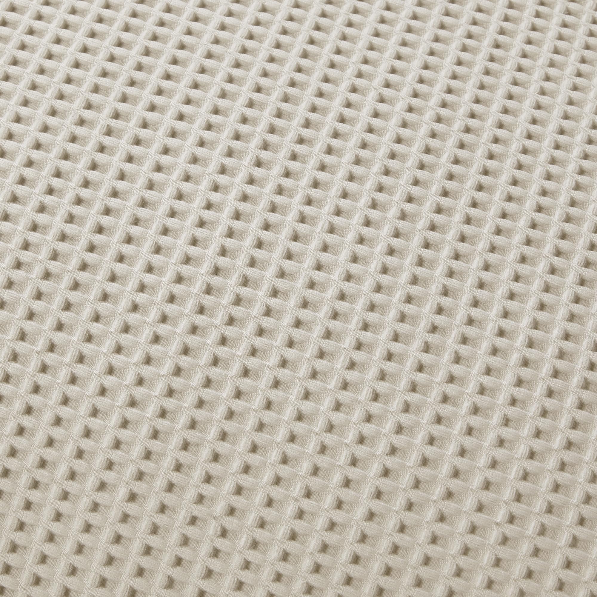 Serene - Lindly Collection: Natural Waffle Duvet Cover in Cream (200x200cm) - Soft Touch, Luxury Grid Pattern, Square Puckered - Image 3