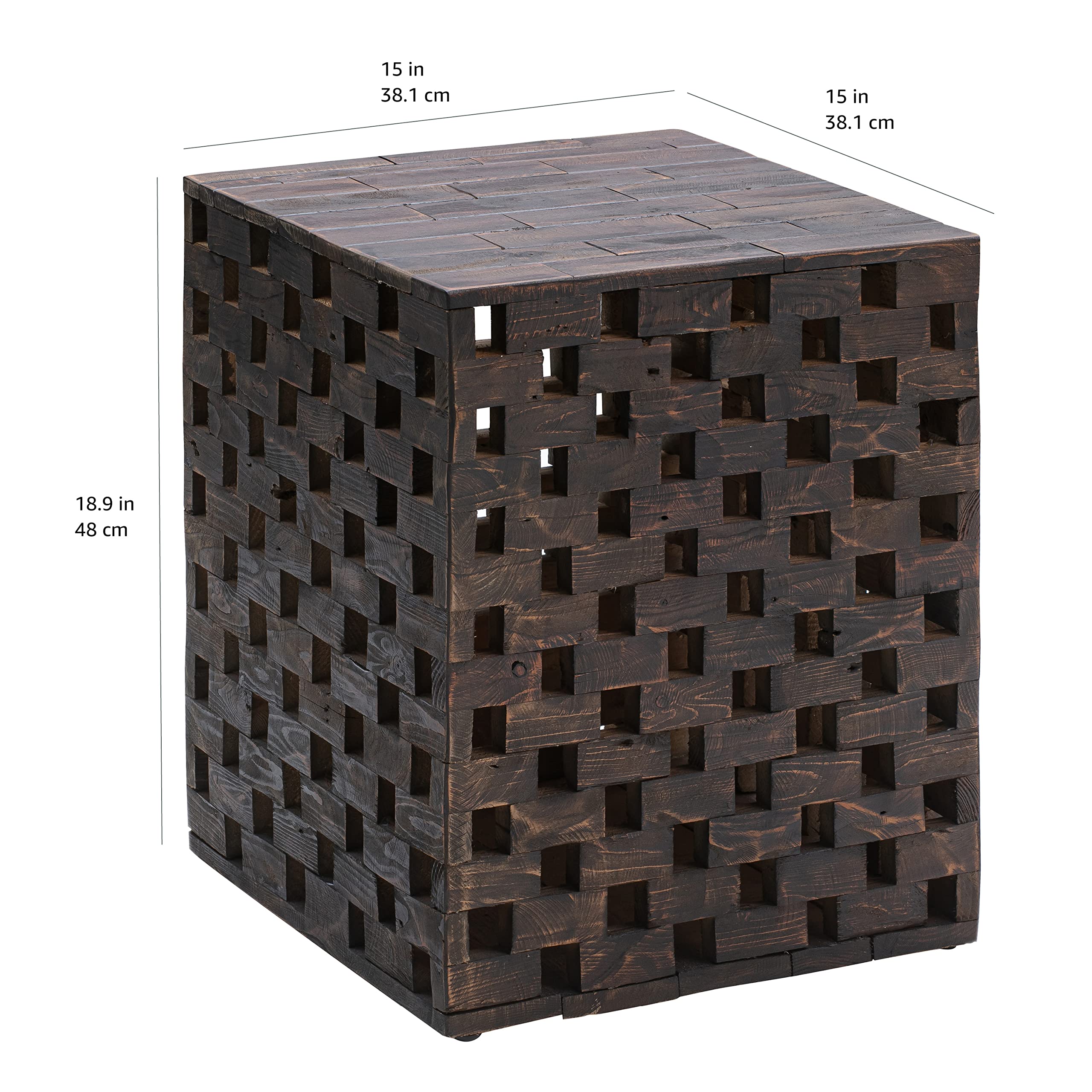 Amazon Aware Hocker und Pflanzenständer aus recyceltem Holz, in Schachbrett-Optik, für draußen, kakaofarben