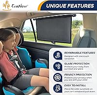 Vista 6 de EcoNour Car Window Shades for Baby (2 Pack) - Upgraded Shades for Side Window Comes with Enhanced Suction Cups & Large Clips for Durability