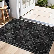 COSY HOMEER Door Mat Non-Slip, Soft Absorbent TPR Backing Doormat for Front Door Inside Entrance, Washable Low Profile Mats for Pets & Family, 20" x 32", Dark Grey