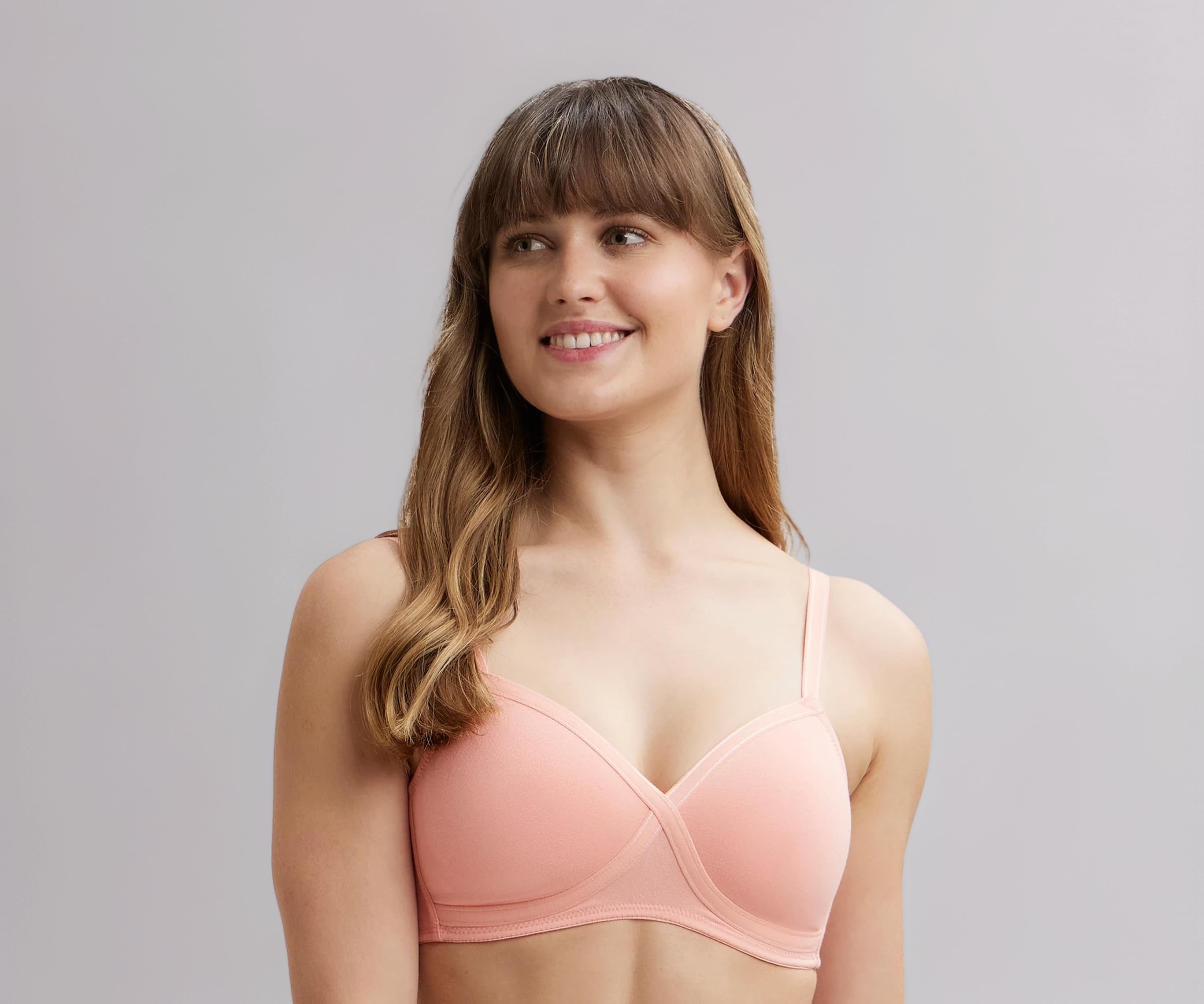 Jockey FE40 Women Wirefree Padded Super Combed Cotton Elastane Stretch Full Coverage T-Shirt Bra with Cross Over Fit
