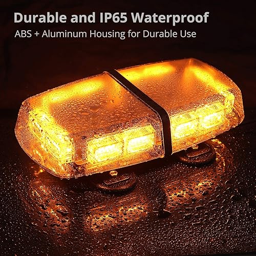 Miniatura 6 de Justech 72 LED - Luces estroboscópicas para techo de camiones, luz de advertencia de seguridad de emergencia color ámbar para vehículos, base