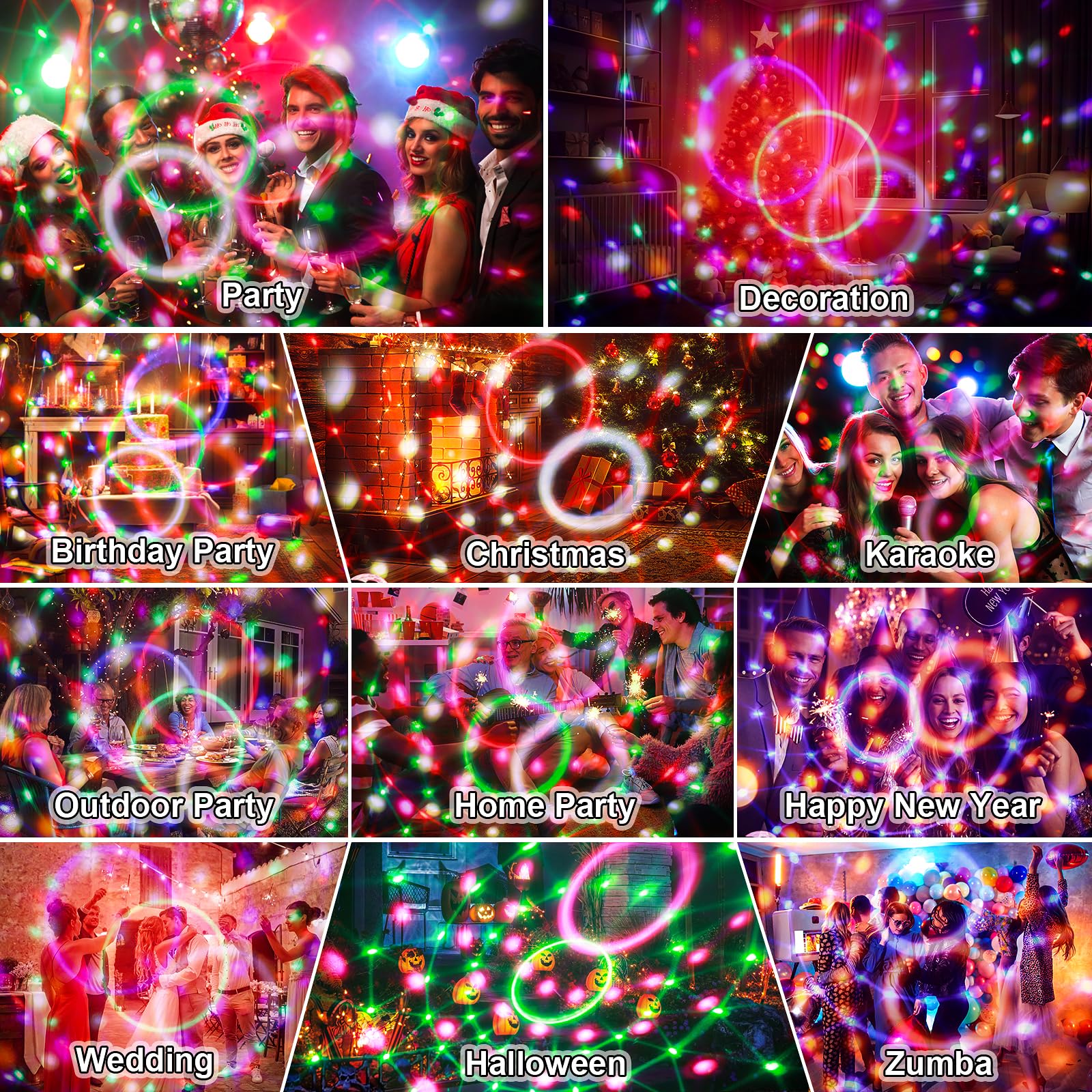 Aktywowane dźwiękiem lampki na imprezę dyskotekową, DJ Disco Ball z pilotem, stroboskopowe oświetlenie sceniczne lampa do wewnątrz, na zewnątrz, do domu, pokoju, tańca, na urodziny, karaoke