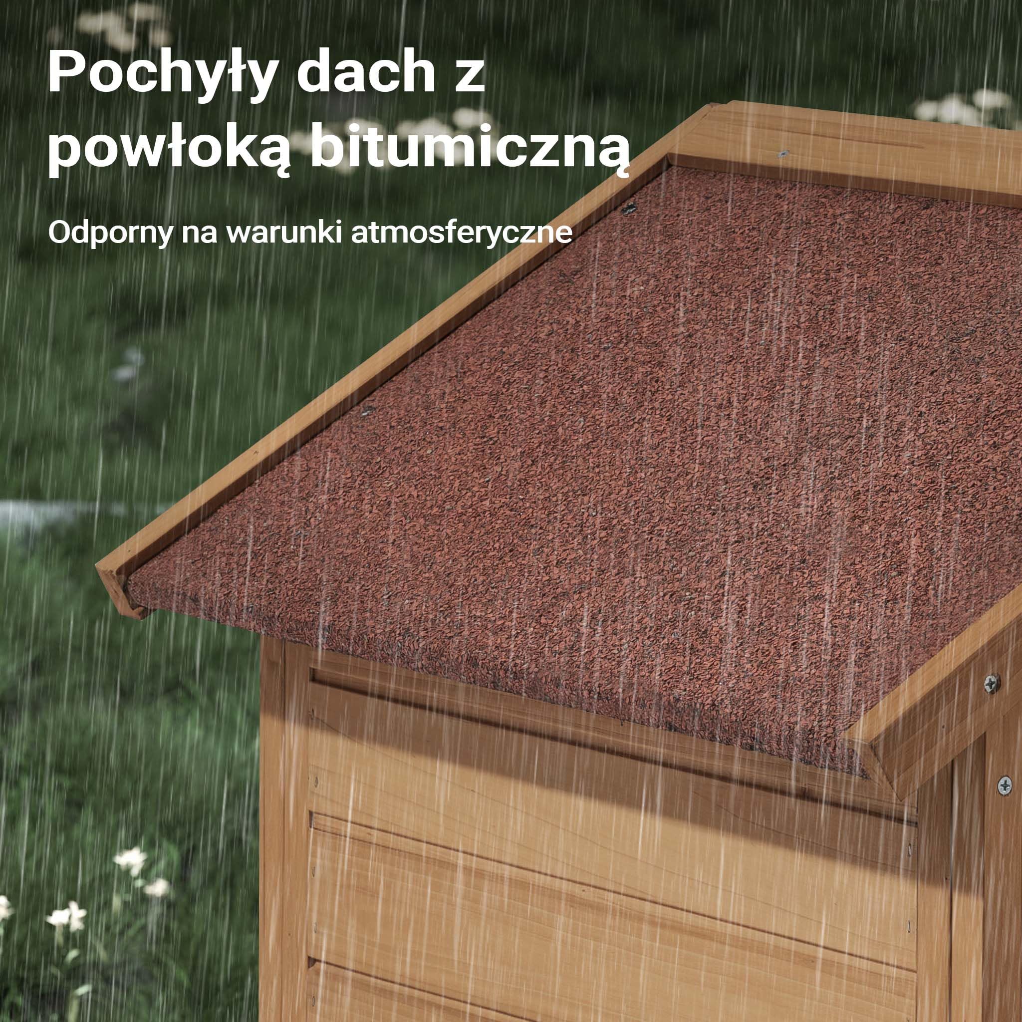 Wiltec mały domek dla kota 68 x 53 x 47 cm wykonany z drewna, domek dla kota do ogrodu lub na taras, kuweta izolowana, odporna na warunki atmosferyczne, jaskinia dla kota