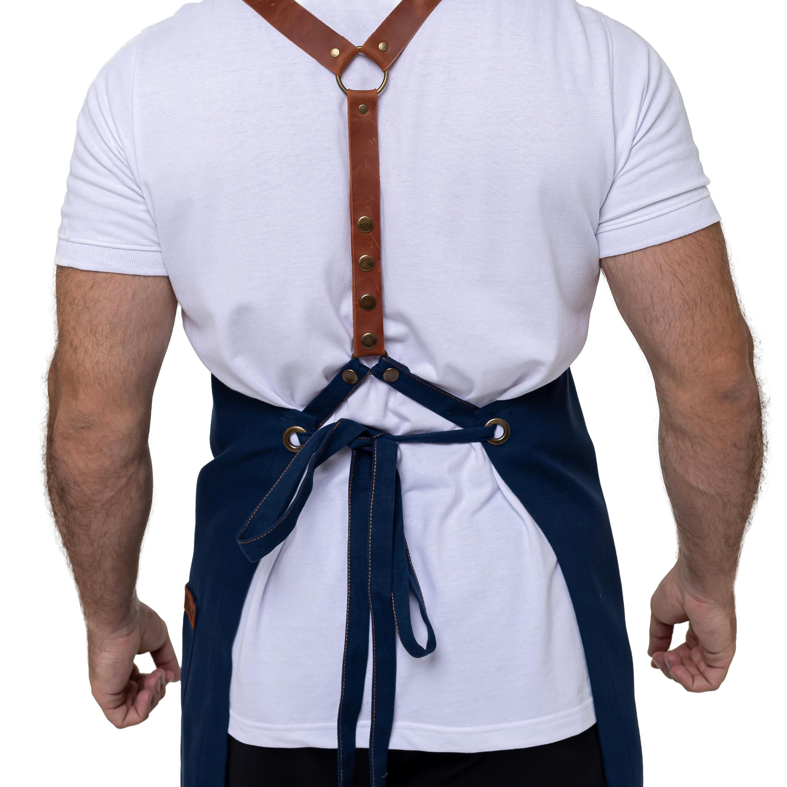 Delantal unisex con tirantes de piel, talla única