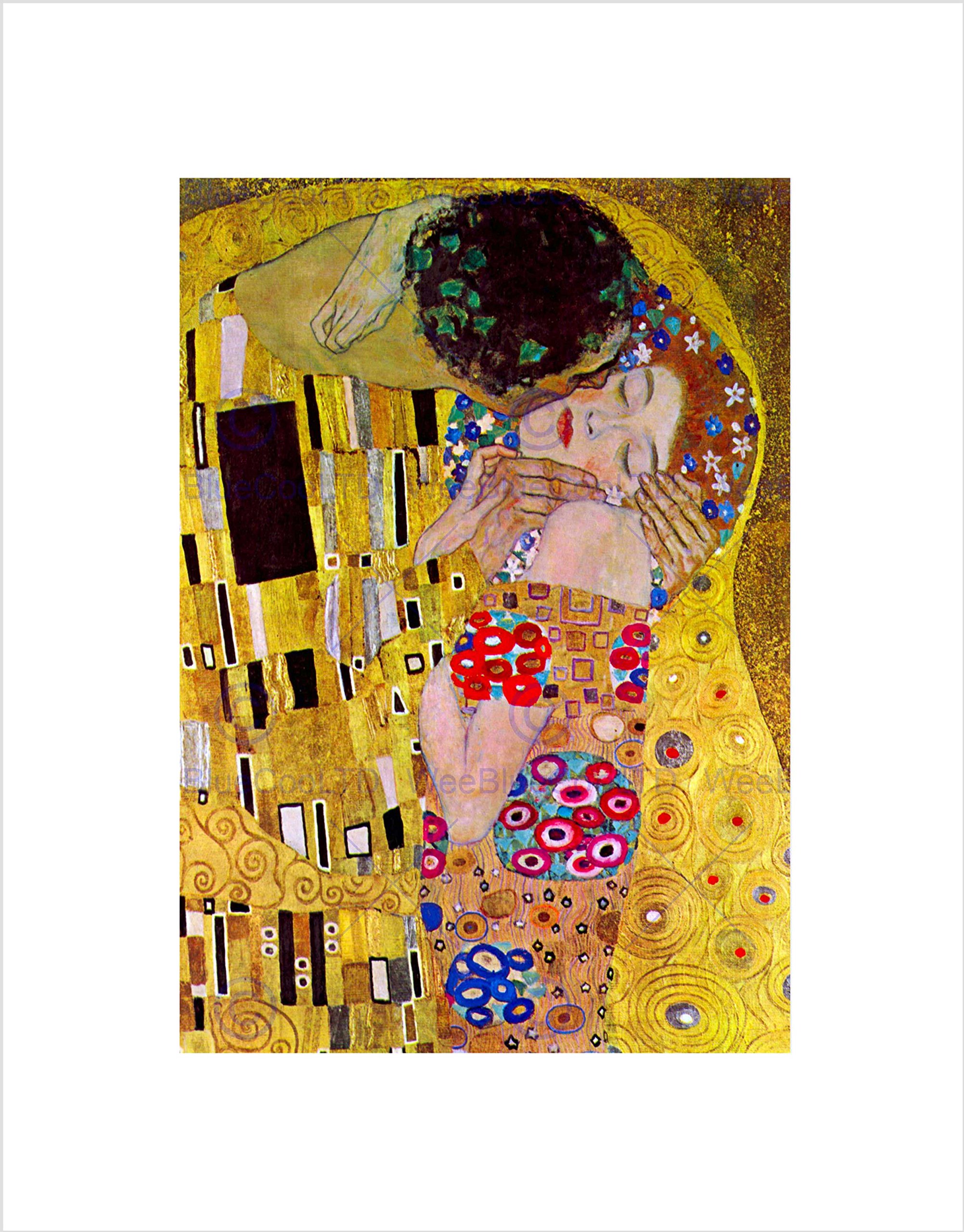 Wee Blue Coo KLIMT THE KISS OLD MASTER BLACK ART PRINT PICTURE B12X243