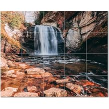 Waterfalls Ceramic Tile Wall Mural AMZ501109-53XL. 60" W x 36" H Using 15 12" x 12" Ceramic Tiles