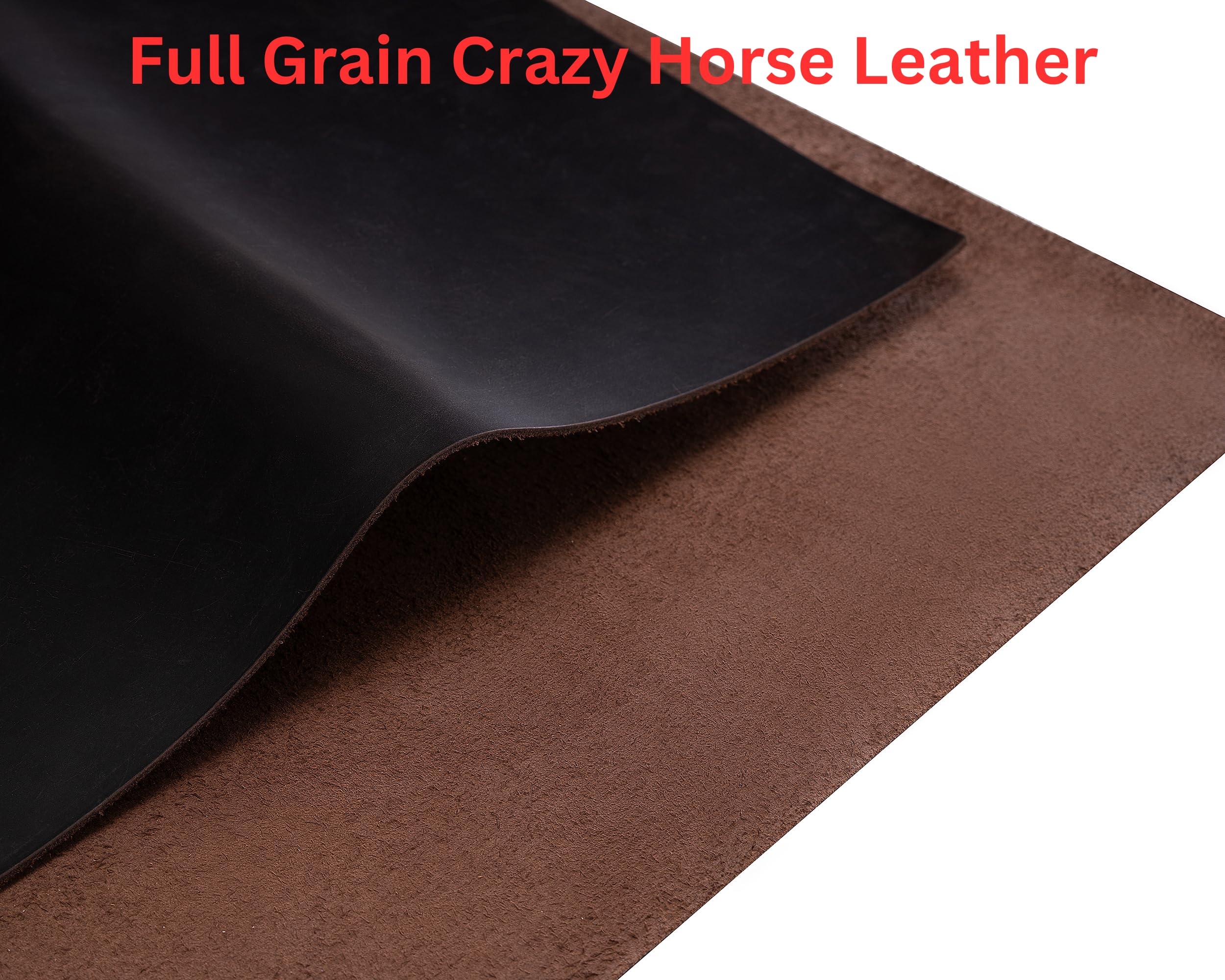 Full Grain Crazy Horse Leather Sheets - Heavy-Duty 1.8-2.1mm Oil-Tanned Cowhide for Crafting, Vintage Distressed Tooling Leather (6