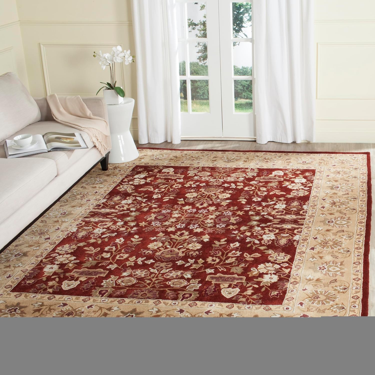 SAFAVIEH Area Rug 8x10 - Total Performance Collection - Large - Rust & Green, Hand-Hooked, Oriental Design, Ideal for Living Room, Bedroom, Office, Dining Space (TLP721B)