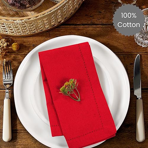 Miniatura 3 de Juego de 12 servilletas de tela de vainica, 100% algodón, suaves, duraderas, lavables, ideales para eventos, bodas, vacaciones, uso diario,