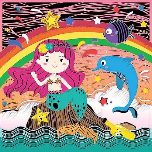 Miniatura 5 de C.S. Kids My Mermaid Sea World 4 en 1 DIY Mega Kit para niños (10 proyectos de artes y manualidades Kits de costura para muñeca y llavero, Scratch