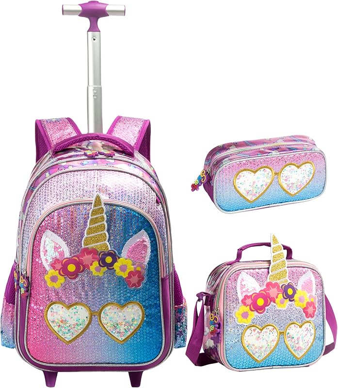 Mochila de Rodinhas Infantis CUTBLAJAT - Kit com Bolsa Feminina, Lancheira e Estojinho - Estampa Princesas e Unicórnios em Tecido Roxo com Detalhes em Diamante em oferta na Shopee Mochila de Rodinhas Infantis CUTBLAJAT - Kit com Bolsa Feminina, Lancheira e Estojinho - Estampa Princesas e Unicórnios em Tecido Roxo com Detalhes em Diamante em oferta na Shopee