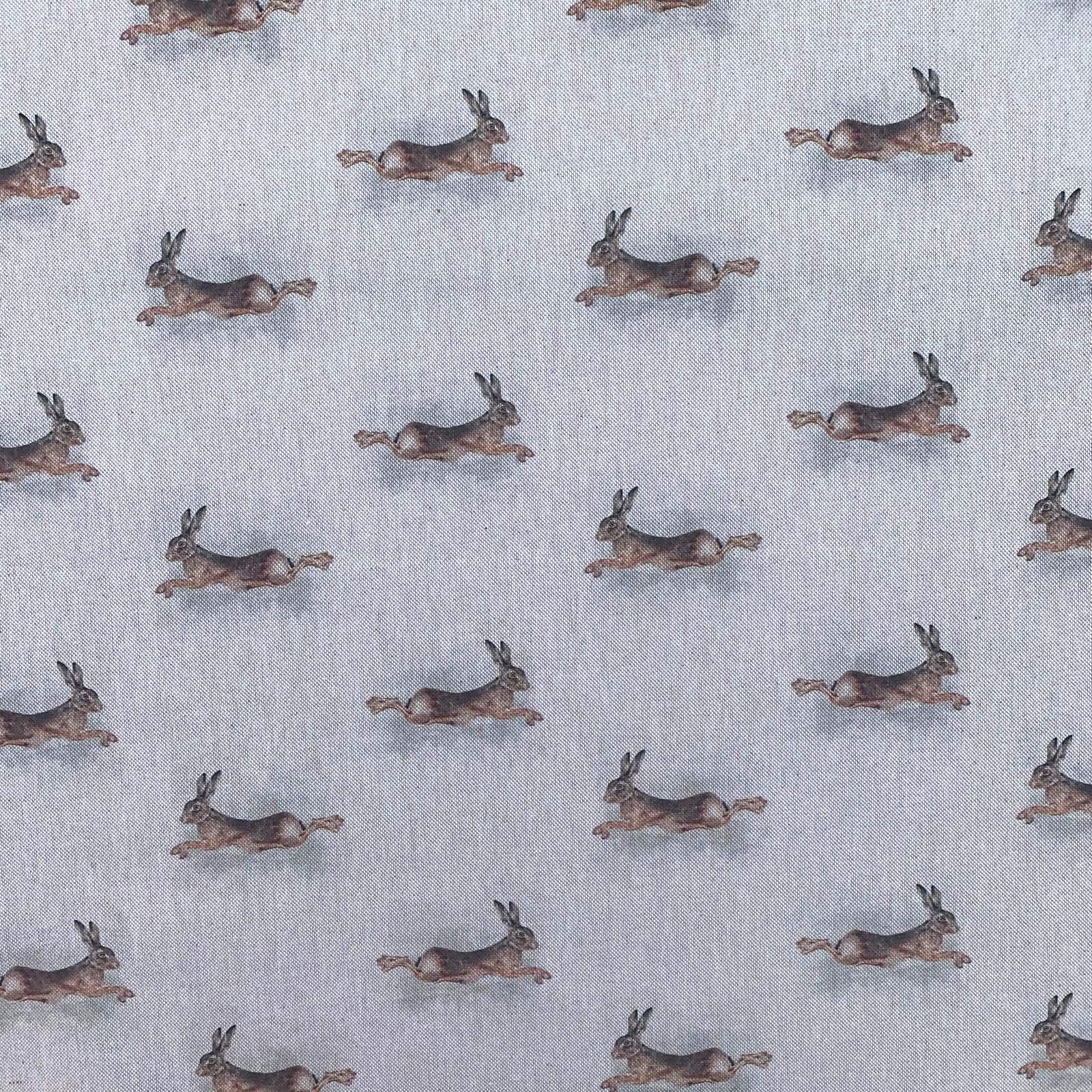Leaping Hares Watercolour Woodlands Digital Print Design Cotton Rich Linen Look Fabric for Curtains Blinds Craft Quilting Patchwork & Upholstery | 55" - 140cm Wide | Sold by The Half Metre