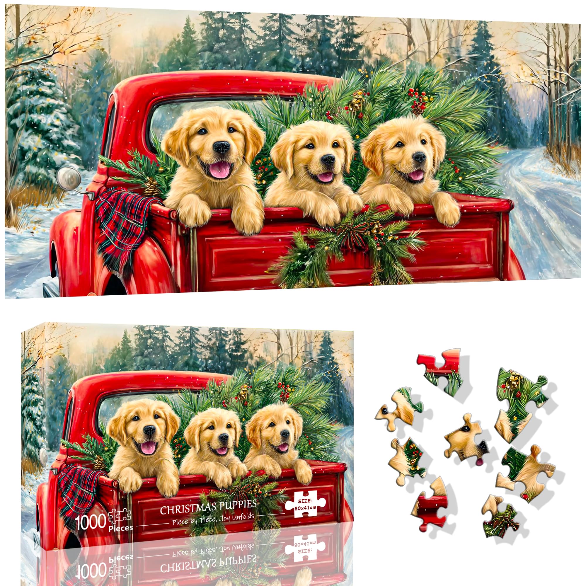VAIIEYO Christmas Jigsaw Puzzles for Adults 1000, Puppy Jigsaw Puzzles, Puzzles for Adults Fun & Challenging Colorful Puzzles