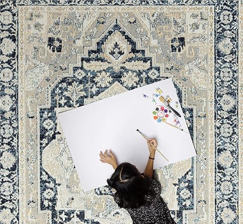 Miniatura 7 de Home Dynamix Everwash Treasure Rubia - Alfombra tradicional lavable a máquina, marfilazul marino, 5.2 x 7.2 pies