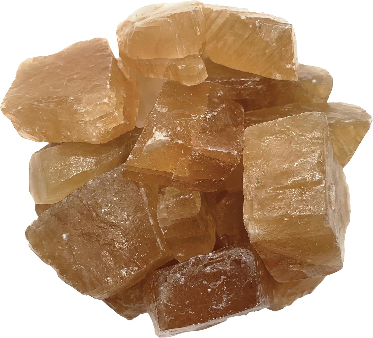 Hypnotic Gems Materials: 3 lbs Rough Bulk Premium Honey Calcite Stones from Mexico - Large