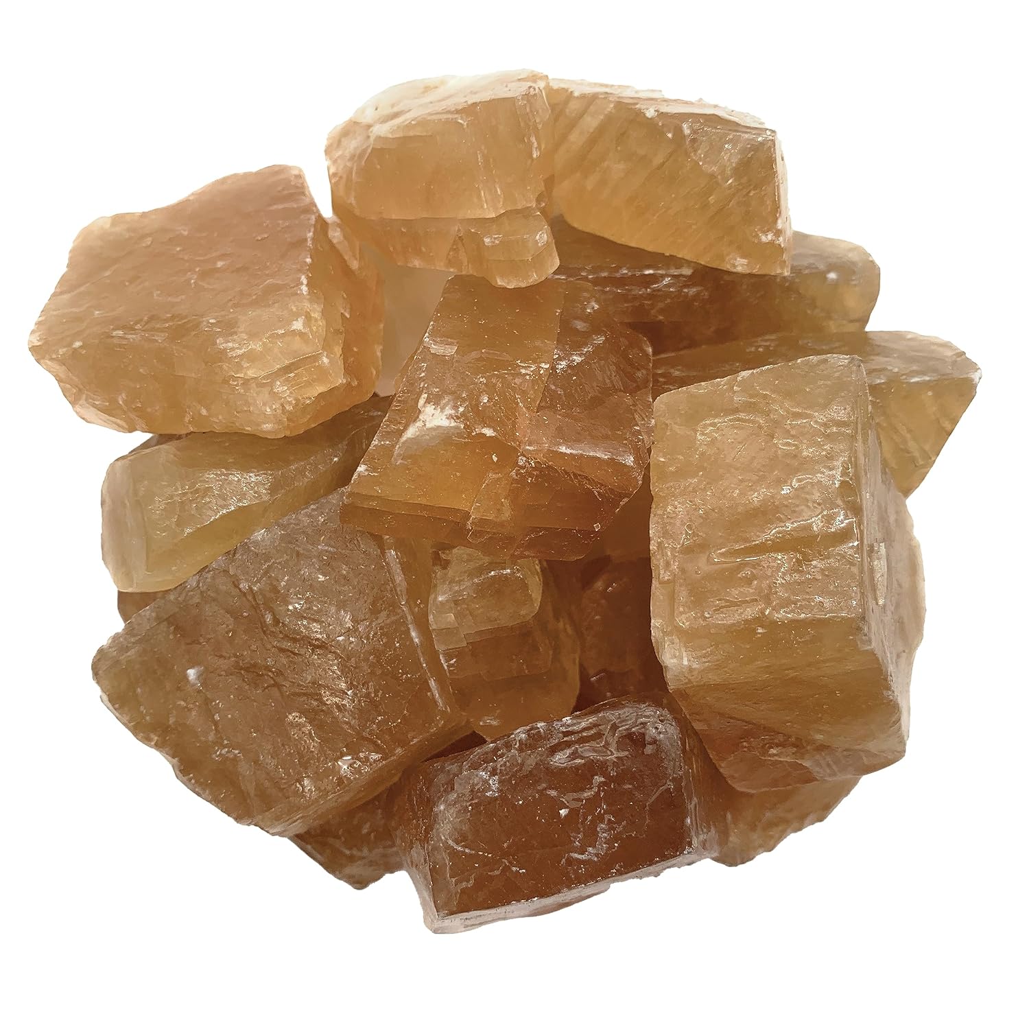 Hypnotic Gems Materials: 2 lbs Rough Bulk Premium Honey Calcite Stones from Mexico - Large