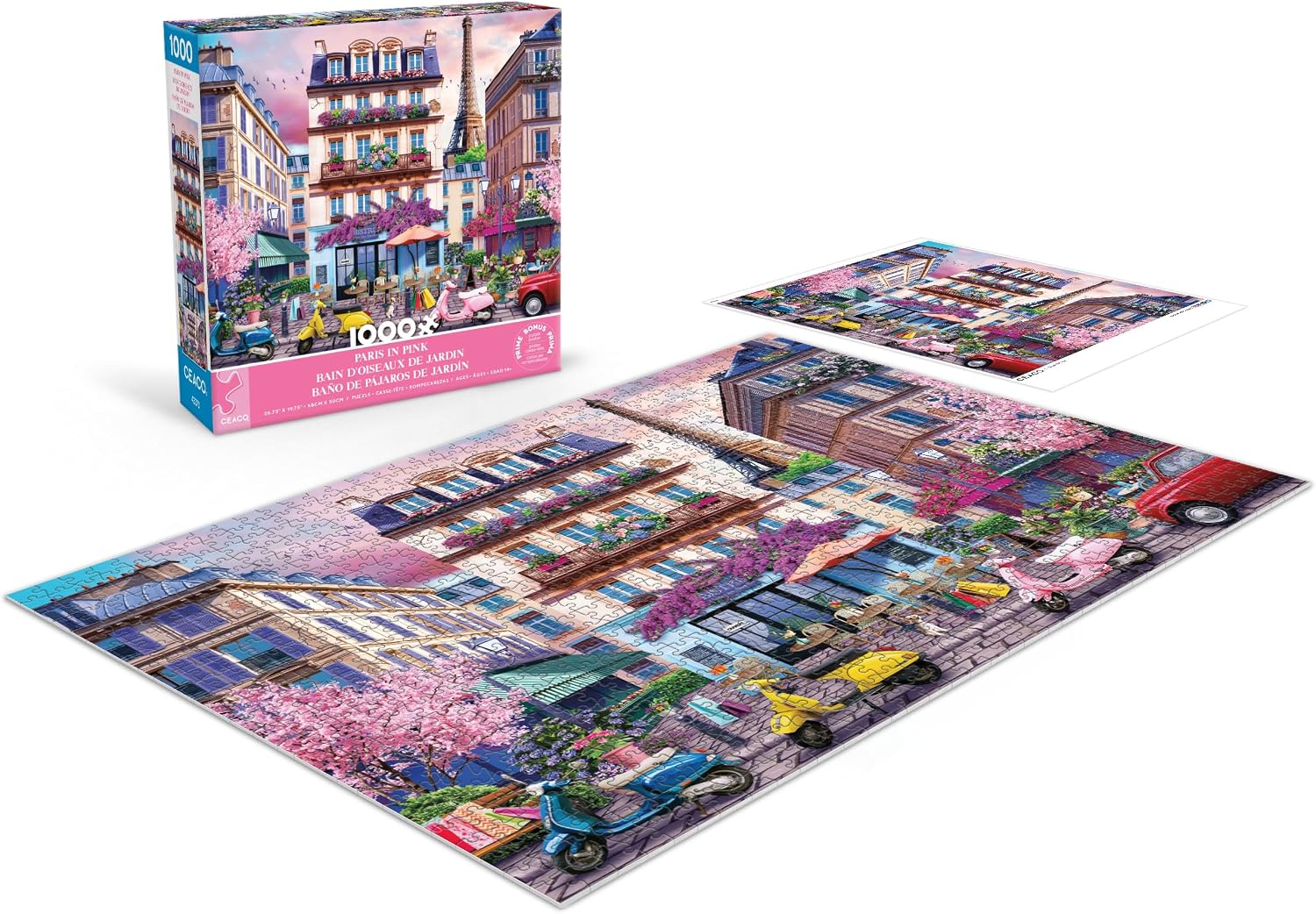 Ceaco - Paris in Pink - 1000 Piece Jigsaw Puzzle ​ Challenging and Colorful Puzzle for Adults – Precision-Cut Pieces, Beautiful Artwork, and Hours of Relaxing Fun
