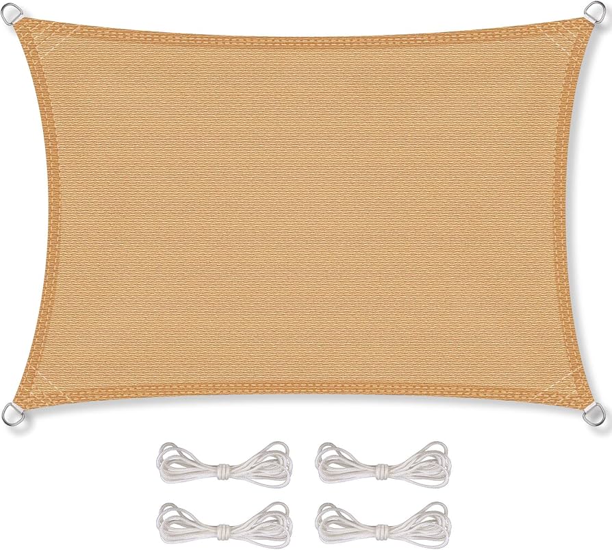 CelinaSun Sonnensegel inkl Befestigungsseile HDPE Basic Rechteck 2,5 x 3,5 m sandbeige Sonnenschutz atmungsaktiv